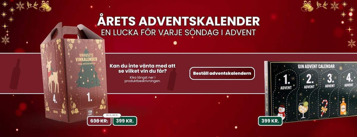Adventskalendrar 2026 med vin och gin